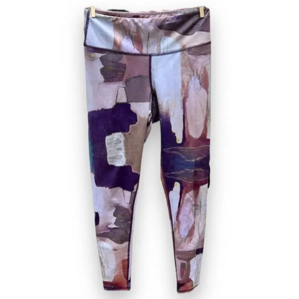 AZ I AM High Waist Full-Length Leggings - Purple Multi - M - Picture 1 of 5